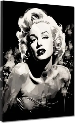Produktbild von Marilyn abstrakt schwarz weiß Leinwandbild Wandbild Kunstdruck XL Wanddeko: 60x80x4cm