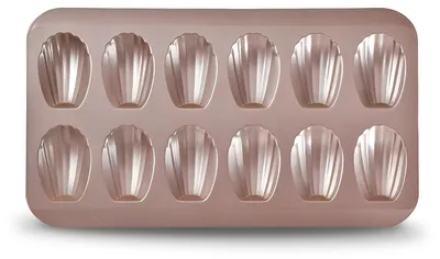 Madeleine-Backform, 12 Mulden, Kohlenstoffstahl, Antihaft, Gold