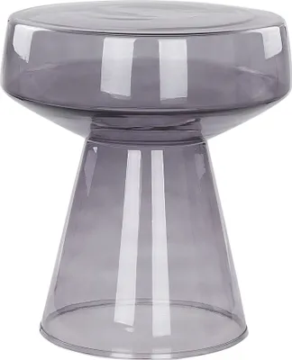 Produktbild von BELIANI Beistelltisch grau Rauchglas Glänzend Hoch Rund 37 cm T-Form Pilzform Konisch Retro-Stil Couchtisch für Pflanzen Wohnzimmer Ausstattung