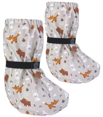 Imagen del producto de Cubrezapatos impermeables para bebés, diseño "Animales del bosque", sin forro. Ideales para usar sobre zapatillas de casa