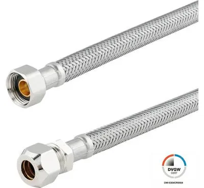 Produktbild von veporit Flexschlauch 3/8 IG x 3/8" AG mit Quetschverschraubung 10 mm x 1000 mm DVGW "