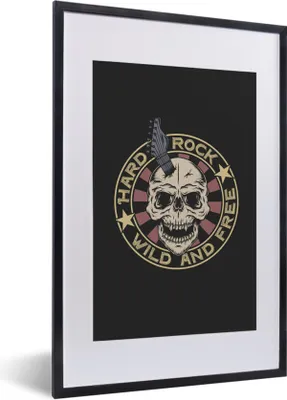 Produktbild von MuchoWow® MuchoWow® Gerahmtes Poster Totenkopf - Gitarre - Vintage 40x60 cm - Poster mit zchwarzem Bilderrahmen - Poster in Rahmen