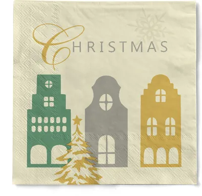 Produktbild von Tissue Serviette Julika, 3-lagig, 33 x 33 cm, 100 Stück - Mank - Weihnachtsserviette