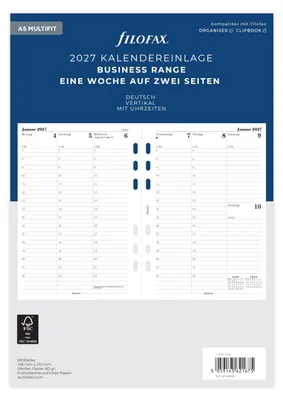 Productafbeelding van Filofax Agenda-inlegvel A5, meervoudig, 1 week per 2 pagina's, Duitse taal, 2027