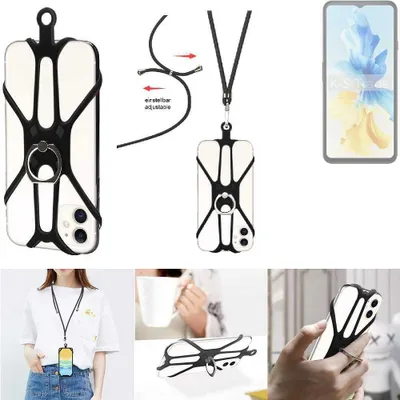Produktbild von K-S-Trade 3in1 Handykette Handyband Handykordel Halsband Smartphone-Ring Handy-Ring kompatibel mit Cubot Note 40 Fingerhalterung Handyring