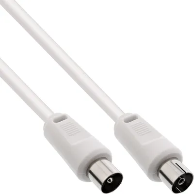 Produktbild von InLine® Antennenkabel, 2x geschirmt, >75dB, weiß, 10m