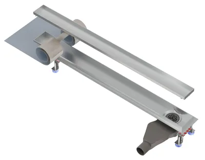 Produktbild von NORDONA Befliesbare Edelstahl Duschrinne 100cm Ablauf Seitlich Abflussrinne Extraflache Ablaufgarnitur