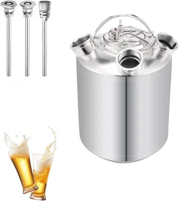 Image de Cuve de nettoyage de bière en acier inoxydable de 10 litres, avec 3 becs, un support de nettoyage avec couvercle et des adaptateurs pour fûts de bière (types A et S). Idéale pour les brasseries artisanales, les hôtels et les particuliers