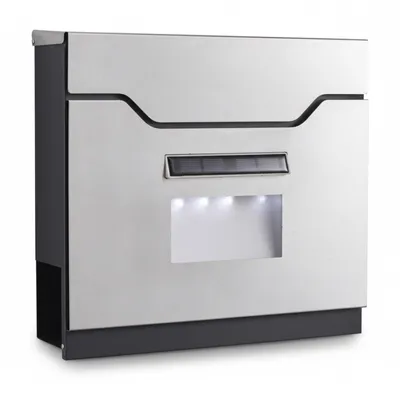 Produktbild von Briefkasten Edelstahl mit Zeitungsfach Wandbriefkasten Solar LED Licht Postkasten Wetterfest Hausbriefkasten 36,5x37x10,5 cm
