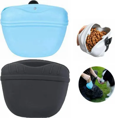 Produktbild von Silikon Futterbeutel Tragbare Leckerlitasche Hunde Futterbeutel aus Silikon Snack Tasche für Hundetraining Kleine Trainingstasche mit magnetischem Verschluss und Taillen Clip