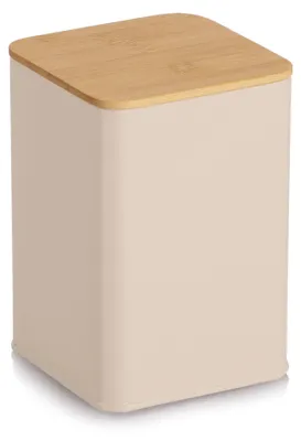 Produktbild von ZELLER 19418 Vorratsdose 1100 ml aus Metall, beige, ca. 9,5 x 9,5 x 14 cm