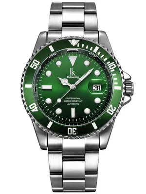 Produktbild von Alienwork Herren Damen mechanische Automatik-Uhr silber mit Edelstahl Metallarmband Kalender Datum grŸn