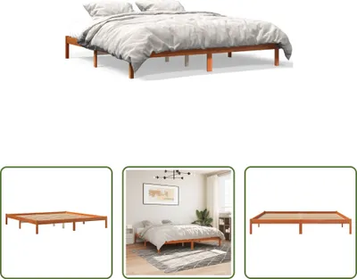 Produktbild von The Living Store Massivholzbett Wachsbraun 200x200 cm Kiefer
