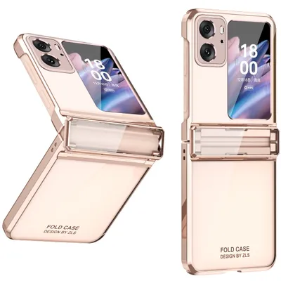 Obrázek produktu pro Pouzdro pro Oppo Find N2 Flip Ultratenké pokovování průhledné pouzdro s ochranou pantu Růžové zlato