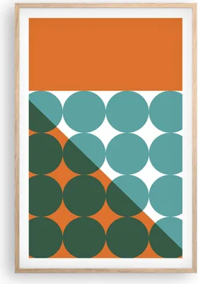Produktbild von Gerahmtes Poster - Rahmen in heller Eiche - Koliken Türkis Orange - 61x91,5 cm - Wand Bild - Wanddeko - Wandbilder - Kunstposter - Wandposter - Bilderrahmen - Bilder - Kunstdruck - P2NPA61x91-4606