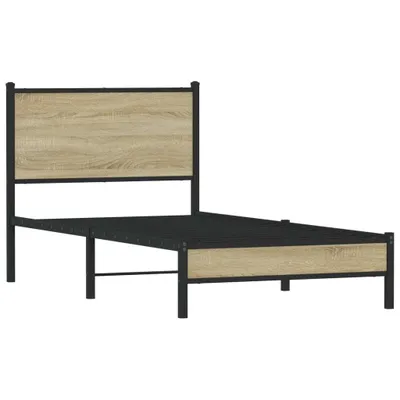 Image de Cadre de lit en métal sans matelas chêne sonoma 90x190 cm