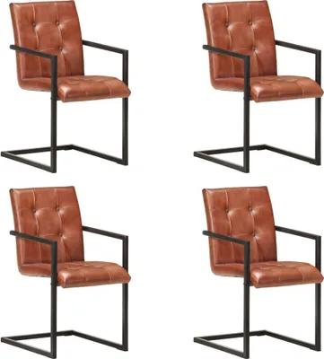 Produktbild von Freischwinger 4 Stk. Braun Echtleder