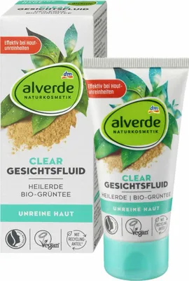 Produktbild von 3 x  alverde Naturkosmetik - Clear Gesichtsfluid Heilerde & Bio-Grüntee (3 x 50 ml)