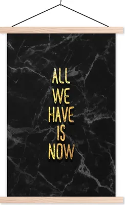 Produktbild von MuchoWow® Textilposter Zitate - Sprichwörter - Gold - Marmor 120x180 cm mit holzfarbenen Rahmen - Textil-Plakat