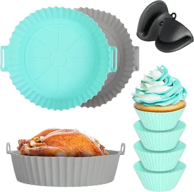 OAMCEG Airfryer Backpapier 125 Stück - Rundes Pergamentpapier 20-24cm Für Heißluftfritteuse