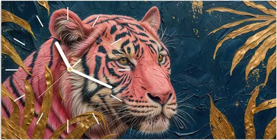 Produktbild von Wanduhr aus Glas mit Motiv Tiger Porträt- 60 x 30 cm - inkl. Aufhängesystem