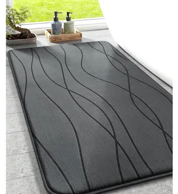 Productafbeelding van Badtapijt met geheugenschuim, antislip, zacht, absorberend, donkergrijs, 50x80 cm