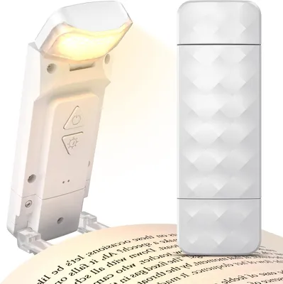 Zdjęcie produktu dla Lampa do czytania – lampa akumulatorowa – idealna do czytania w łóżku – 3 kolory, 5 poziomów jasności – 80 godzin czasu czytania – biała