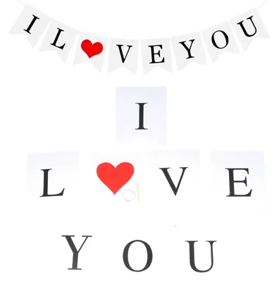 Zdjęcie produktu dla Girlanda baner i love you czerwone serce walentynki oswiadczyny slub dekoracja papierowa