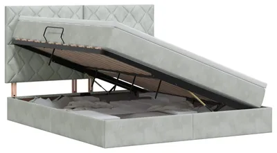 Image de vidaXL Lit de rangement avec matelas gris clair 140 x 190 cm velours