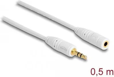 Produktbild von Delock Klinkenverl 3,5 mm 3 Pin Stecker zu Bu 0,5m weiß