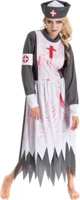 Produktbild von Zombie Krankenschwester Damen Kostüm "Bloody Nurse" | Grau Weiß Größe: XL