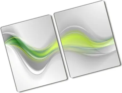 Produktbild von Tulup Glas Herdabdeckplatte - 2x40x52 cm - Glaskeramikkochfeld-Abdeckung Spritzschutz Glasabdeckplatte Kochplattenabdeckung und Schneidebrett - Zweiteilig - Kunst: modern & klassisch - Wellen Abstraktion - Grün