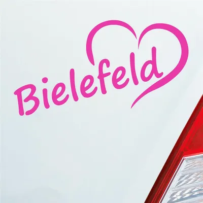 Produktbild von Auto Aufkleber Bielefeld Herz Stadt City Liebe Love Heart 16x8 cm Pink Sticker Heckscheibenaufkleber