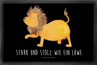 Produktbild von Mr. & Mrs. Panda fußmatte Sternzeichen Löwe 40 x 60 cm - Schwarz - Geschenk, Schmutzfangmatte, Schmutzmatte, Geburtstag August, Schuhabstreifer, König Der Tiere, Juli
