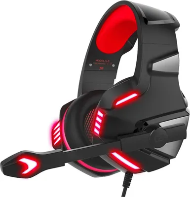 Obrázek produktu pro V3 3,5 mm drátová herní náhlavní souprava, potlačení šumu, sluchátka pro e-sport, sluchátka přes uši, 50 mm dynamický reproduktor s cívkou, automatické potlačení šumu, rozhraní 3,5 mm + USB pro počítač, notebook, mobilní telefon