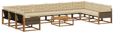 Immagine prodotto di vidaXL Set divani da esterno con cuscini 11 pezzi Naturale e Beige
