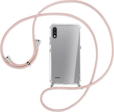 Produktbild von Handykette Backcover-Schutzhülle mit Band (Metall silberfarben) für LG K22 LMK200 - roségold