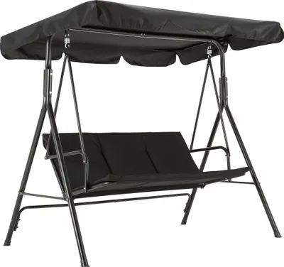 Produktbild von M MCombo 3-Sitzer Hollywoodschaukel Gartenschaukel Gartenliege Schaukelbank 8003 (Schwarz)