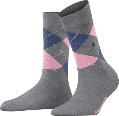 Produktbild von Burlington Damen Socken - Covent Garden, Rautenmuster, Onesize Grau/Blau/Rosa 36-41
