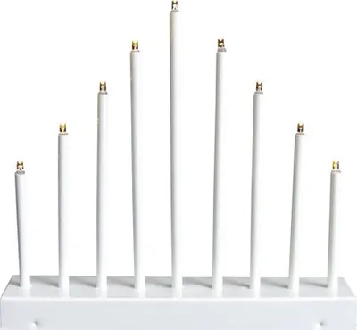 Produktbild von Vánoční svícen 9 LED svíček 26x31x5,5 cm na 2x AA baterie kovový bílý, teplé bílé světlo