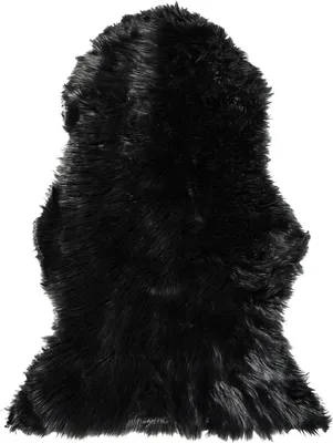 Produktbild von BELIANI Kunstfell Teppich Schwarz Webpelz Stoff Schaf Fellform Pelzimitat Bettvorleger Läufer Überwurf für Sitzmöbel Sofa Couch Sessel Stühle 63 x 95 cm