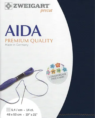 Obrázok produktu pre AIDA Zweigart Precut 14 ct. Star Aida 3706 farba 589 tmavomodrá, vyšívacia látka na krížikový steh 48x53 cm