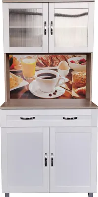 Produktbild von Küchenbuffet Blanca Weiß mit Schublade und Regalfächern 170x80x48 cm (HxBxT)