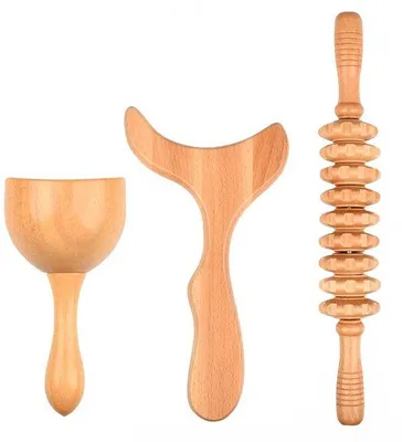 Produktbild von Massagegerät 3-in-1 – Massagerollen-Set – Holz