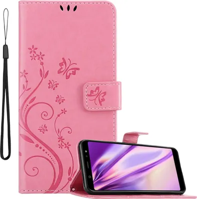 Produktbild von Cadorabo Hülle für Samsung Galaxy A6 PLUS 2018 Schutz Hülle in Rosa Schutzhülle Handy Hülle Etui Case Blumen Flower