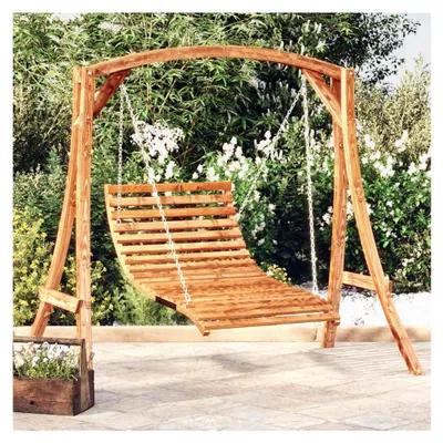 Produktbild von Schaukelbett aus Holz für den Außenbereich | Fichten-Massivholz mit Teakfinish | 176,5 x 101 x 169,5 cm | Entspannung und Freude
