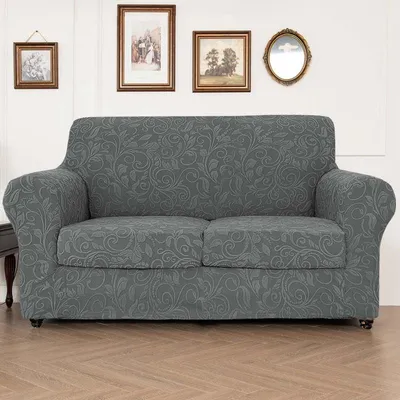 Image de Omgoods - Housse de canapé universelle - Ensemble très extensible pour canapé 2 places - Gris foncé