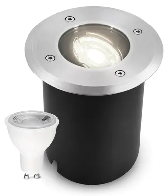 Produktbild von SSC-LUXon JUAVI LED Bodenstrahler schwenkbar rund IP67 - mit GU10 7W dimmbar neutralweiß 230V - Boden Einbauleuchte befahrbar