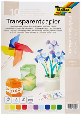 Productafbeelding van folia 87409 - Transparant papier, in verschillende kleuren, formaat DIN A4, 10 vellen, 115 g/m² - i