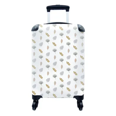 Produktbild von MuchoWow® Koffer Handgepäck Trolley Rollkoffer Kleine Reisekoffer mit 4 Rollen - Blätter - Pastell - Muster - Cabin Size < 55x40x23 cm & 55x40x20 cm - Fotokoffer - Kabinenkoffer - Boardgepäck - Reise-Box - Reisekoffer - Reisegepäck - Koffer mit Bild - Trolley für Kinder